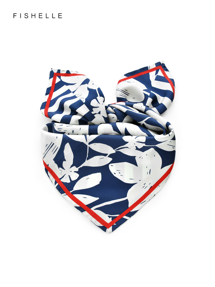 Blue white striped flower prin - đánh giá và giá Silk Tie Striped