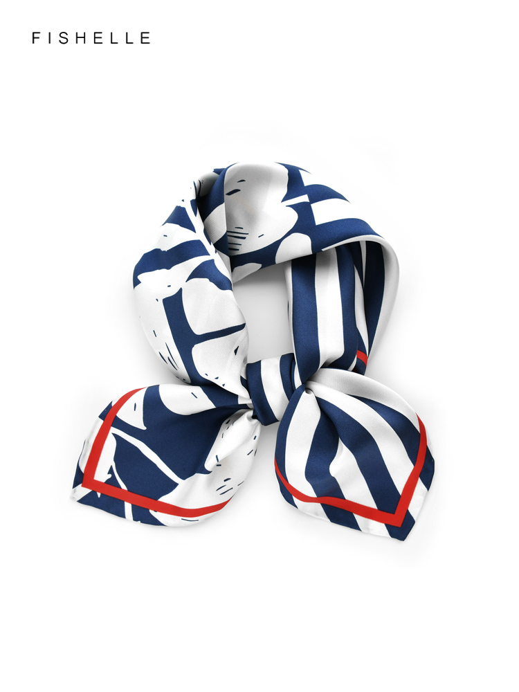 Blue white striped flower prin - đánh giá và giá Silk Tie Striped