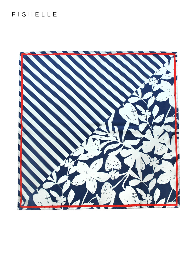 Blue white striped flower prin - đánh giá và giá Silk Tie Striped