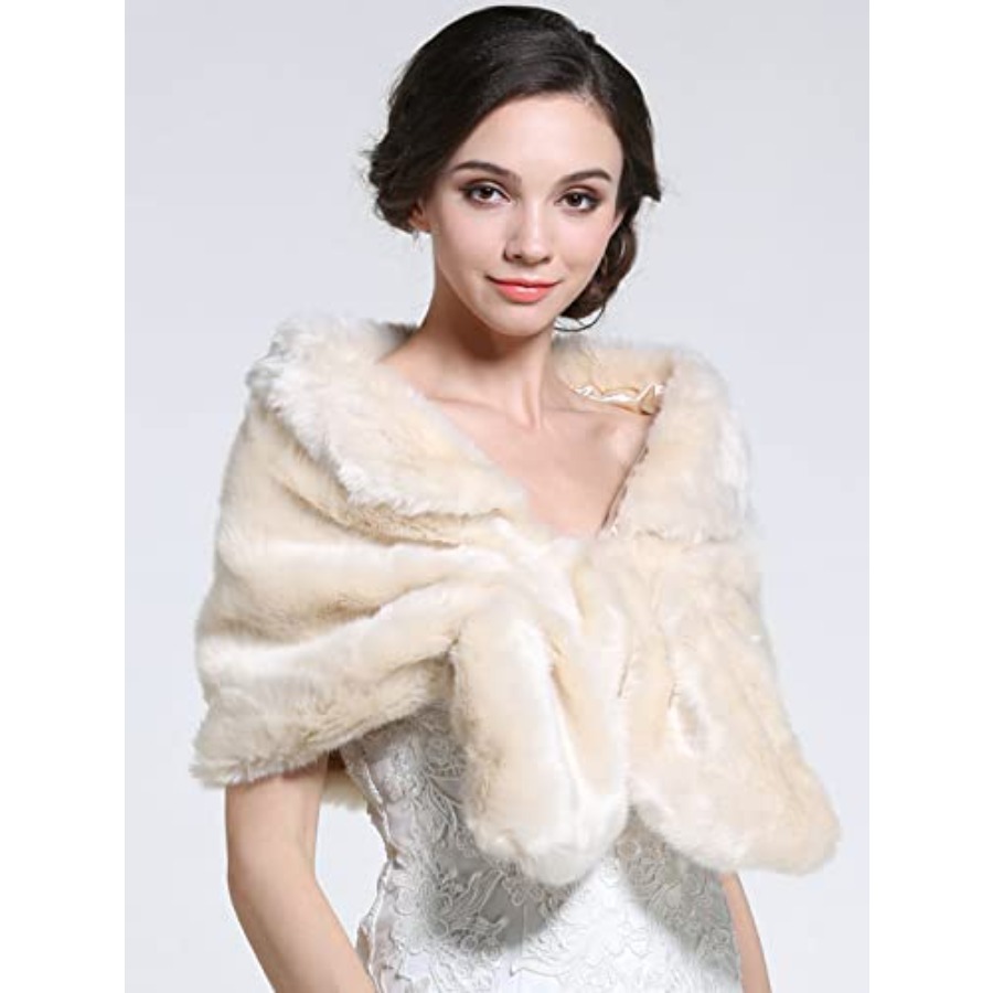 Aukmla Women's Wedding Fur Wra - đánh giá và giá Stole Wedding Shawl