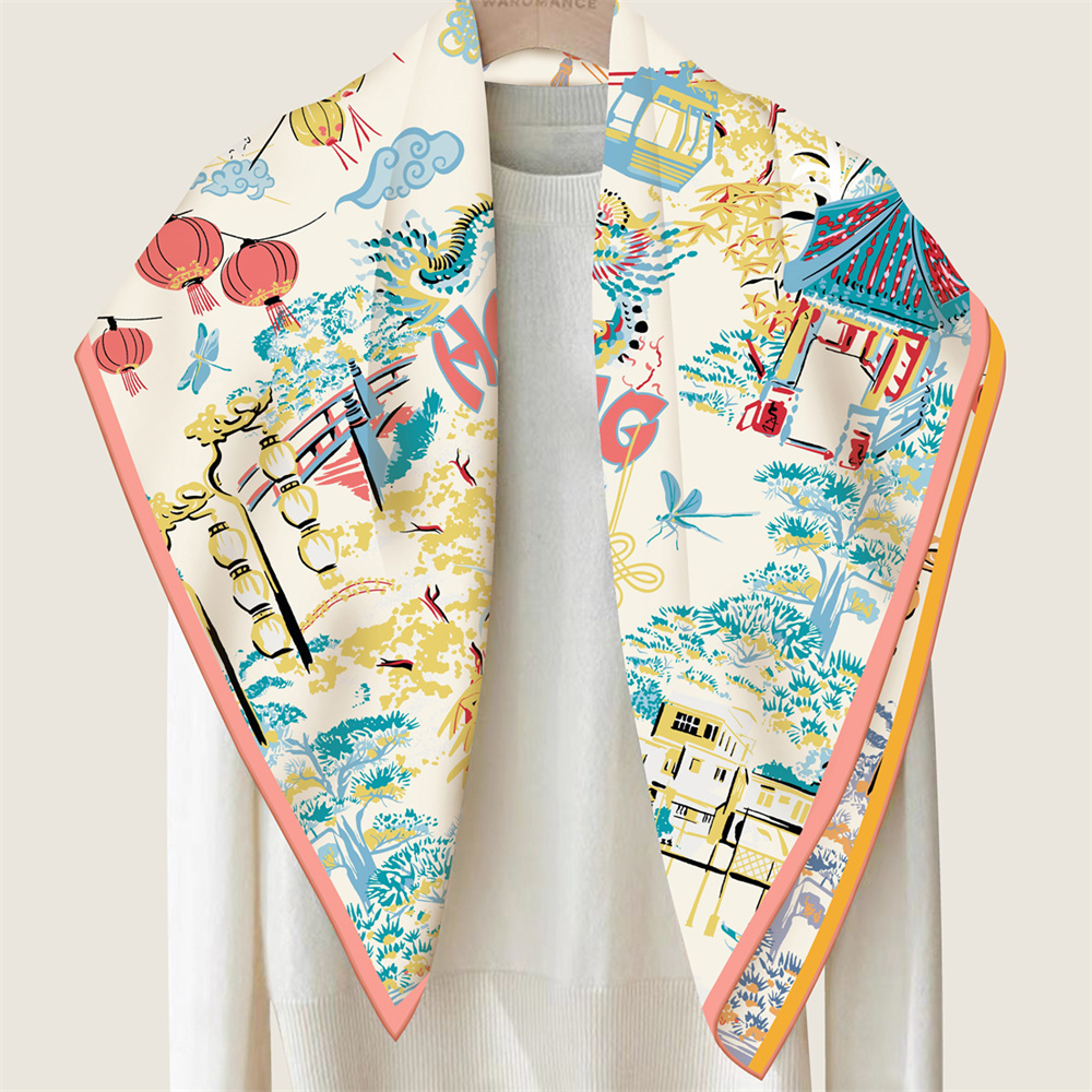 90CMTwill Silk Scarf Women Dou - đánh giá và giá Scarf Silk Square
