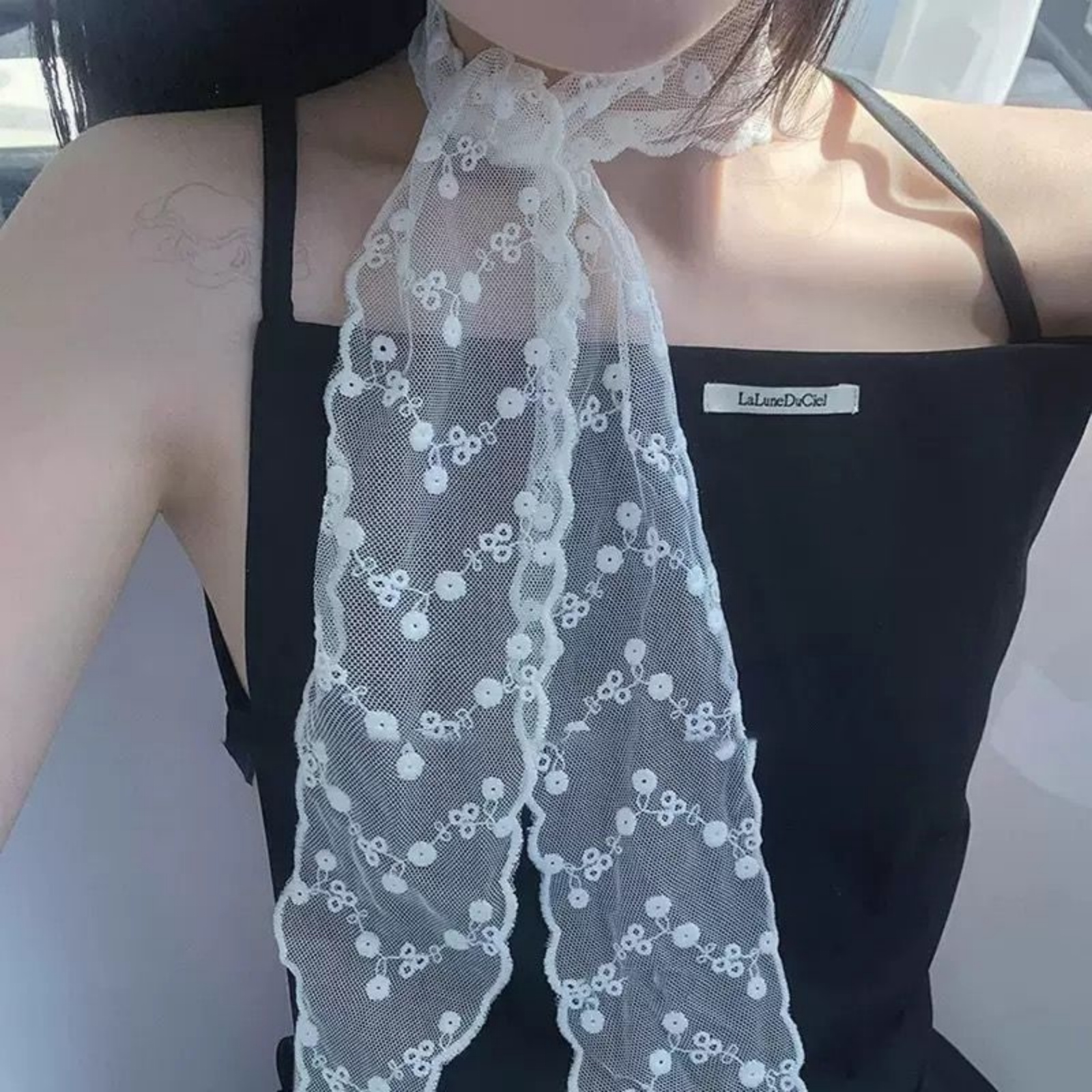 Korean Ins White Lace Ribbon S - đánh giá và giá Ascot Neck Scarf