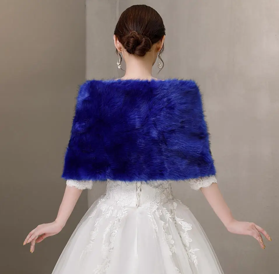 Blue Faux Fur Crystal Brooch W - đánh giá và giá Stole Wedding Shawl