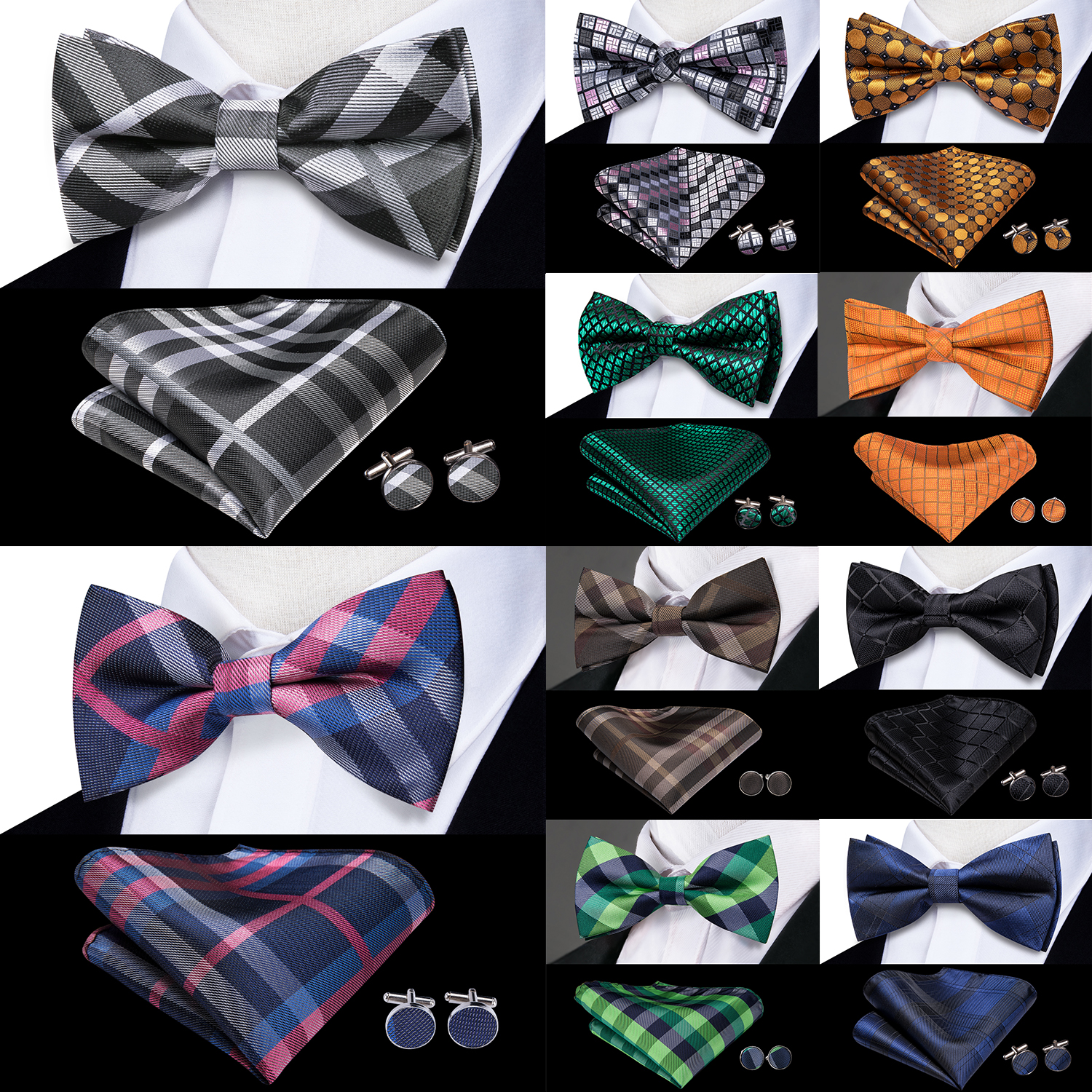Hi-Tie Grey Plaid Jacquard Pre - đánh giá và giá Bow Tie Pre Tied