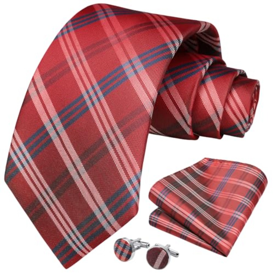 Mens Ties Set Stripe Plaid Tie - đánh giá và giá Pocket Square Set