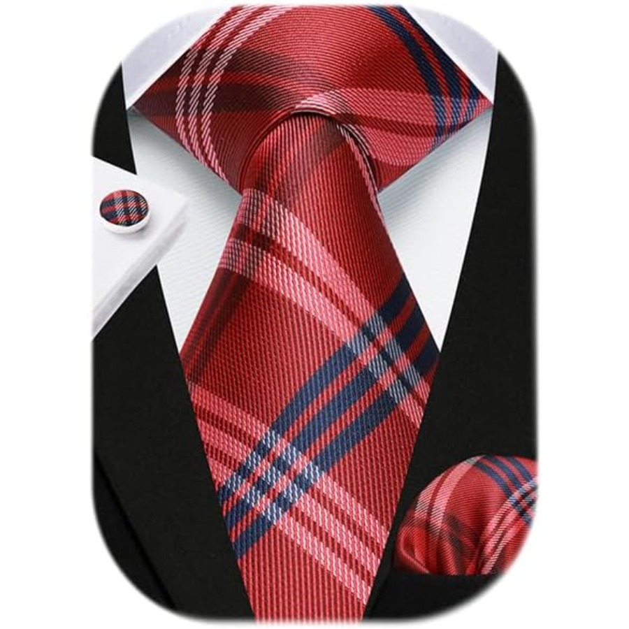 Mens Ties Set Stripe Plaid Tie - đánh giá và giá Pocket Square Set