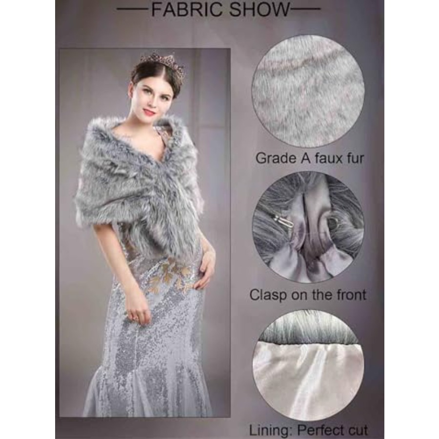Aukmla Women's Wedding Fur Wra - đánh giá và giá Stole Wedding Shawl
