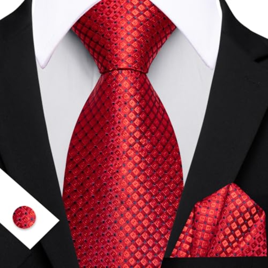 Men Plaid/Striped Ties Set Sil - đánh giá và giá Pocket Square Set