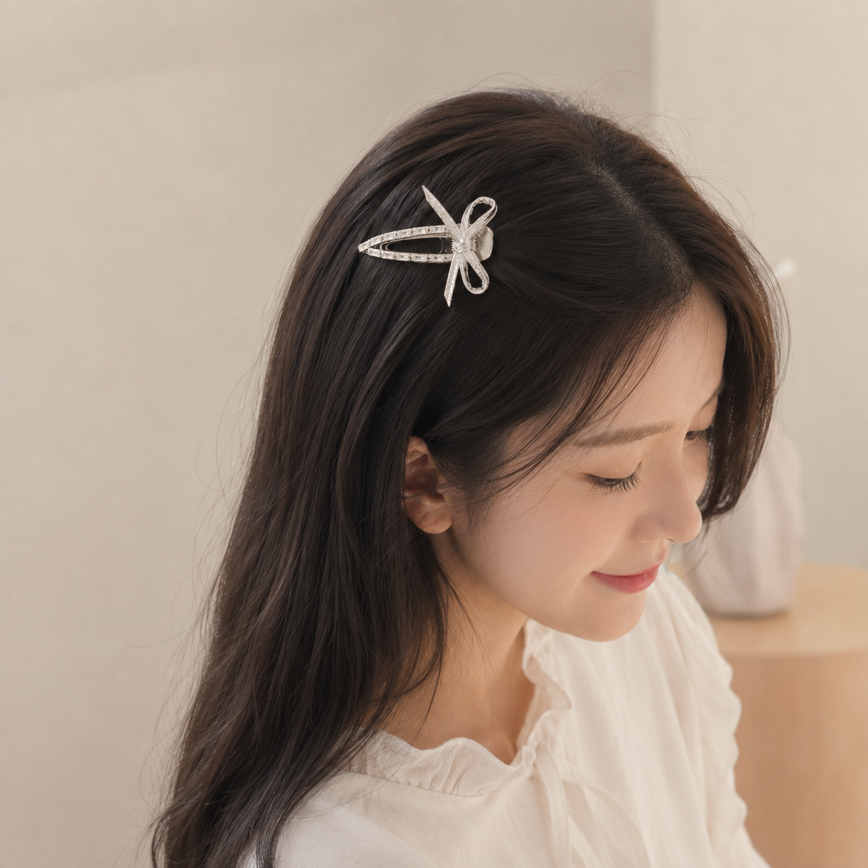 Y2K Bow Hair Clip Silver Alloy - đánh giá và giá Tie Clip Silver