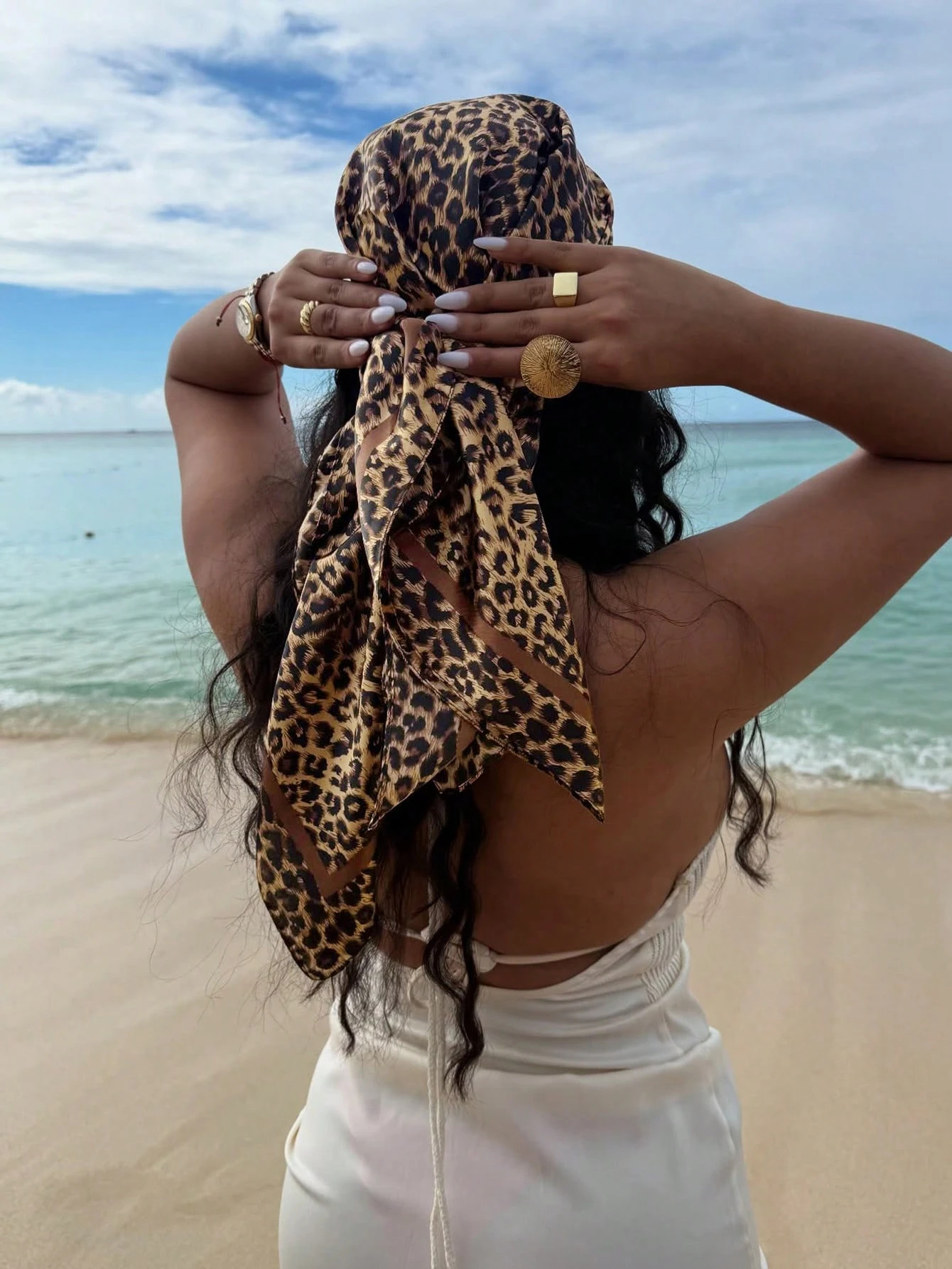 90cm Leopard Print Neckerchief - đánh giá và giá Scarf Silk Square