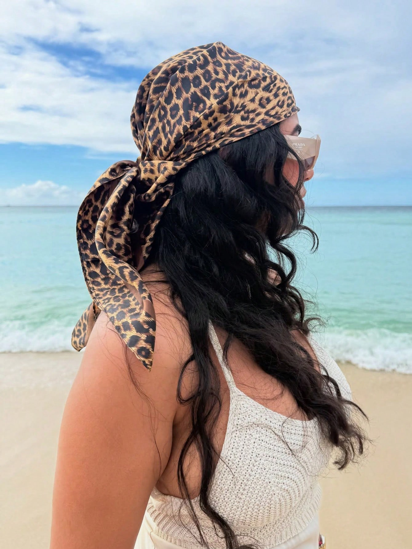 90cm Leopard Print Neckerchief - đánh giá và giá Scarf Silk Square