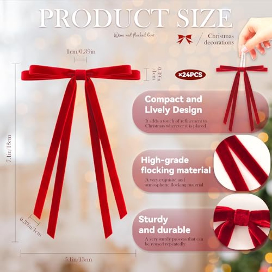 24 Pcs Christmas Bows for Tree - đánh giá và giá Bow Tie Pre Tied