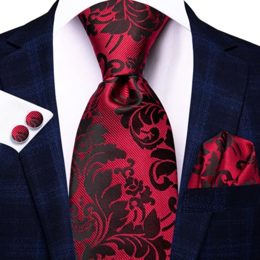 Silk Ties for Men Plaid Paisle - đánh giá và giá Pocket Square Set