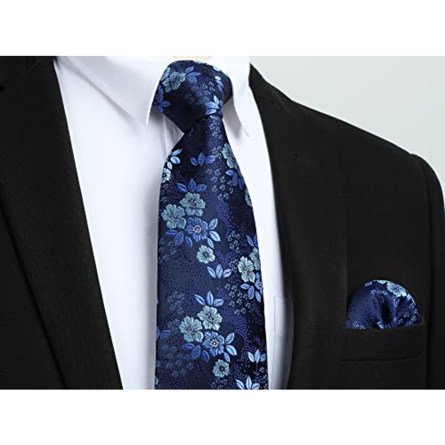 Men Floral Ties Woven Classic  - đánh giá và giá Pocket Square Set