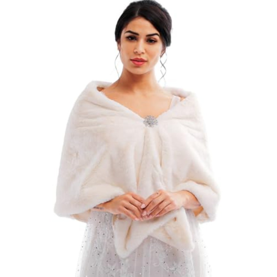Bride Wedding Faux Fur Shawls  - đánh giá và giá Stole Wedding Shawl