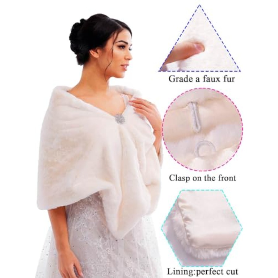 Bride Wedding Faux Fur Shawls  - đánh giá và giá Stole Wedding Shawl