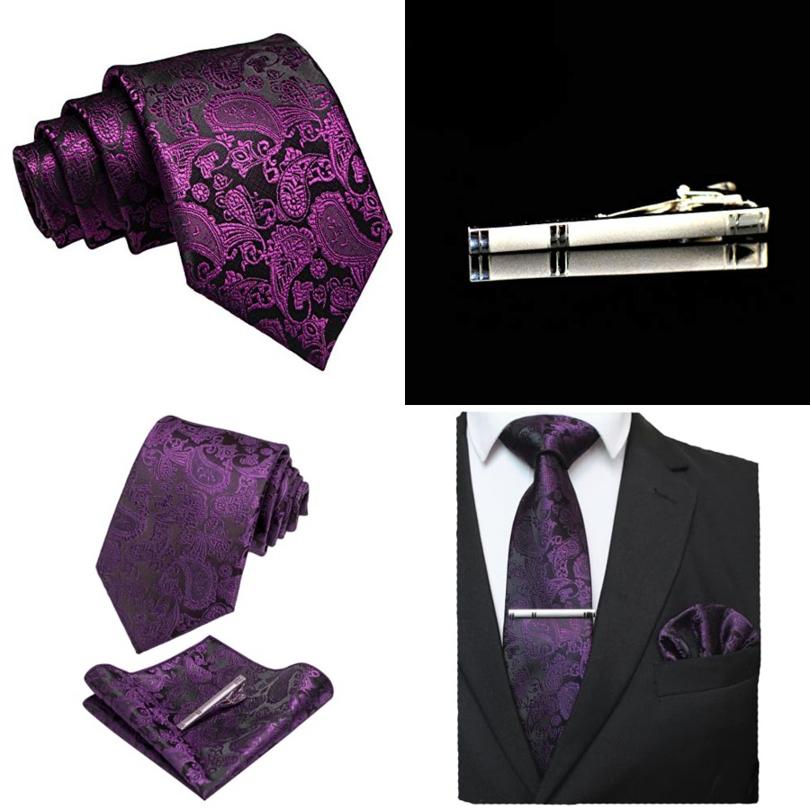 Mens Solid Color Paisley Neckt - đánh giá và giá Pocket Square Set