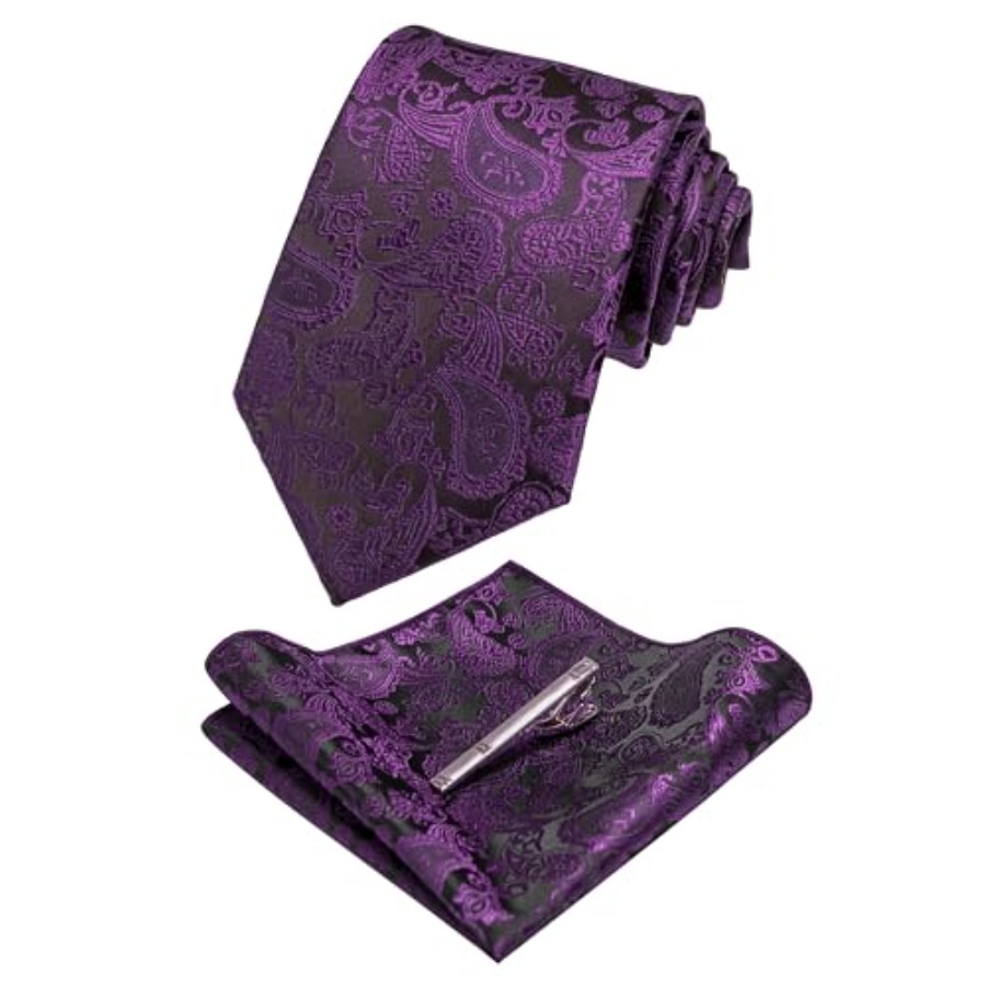 Mens Solid Color Paisley Neckt - đánh giá và giá Pocket Square Set